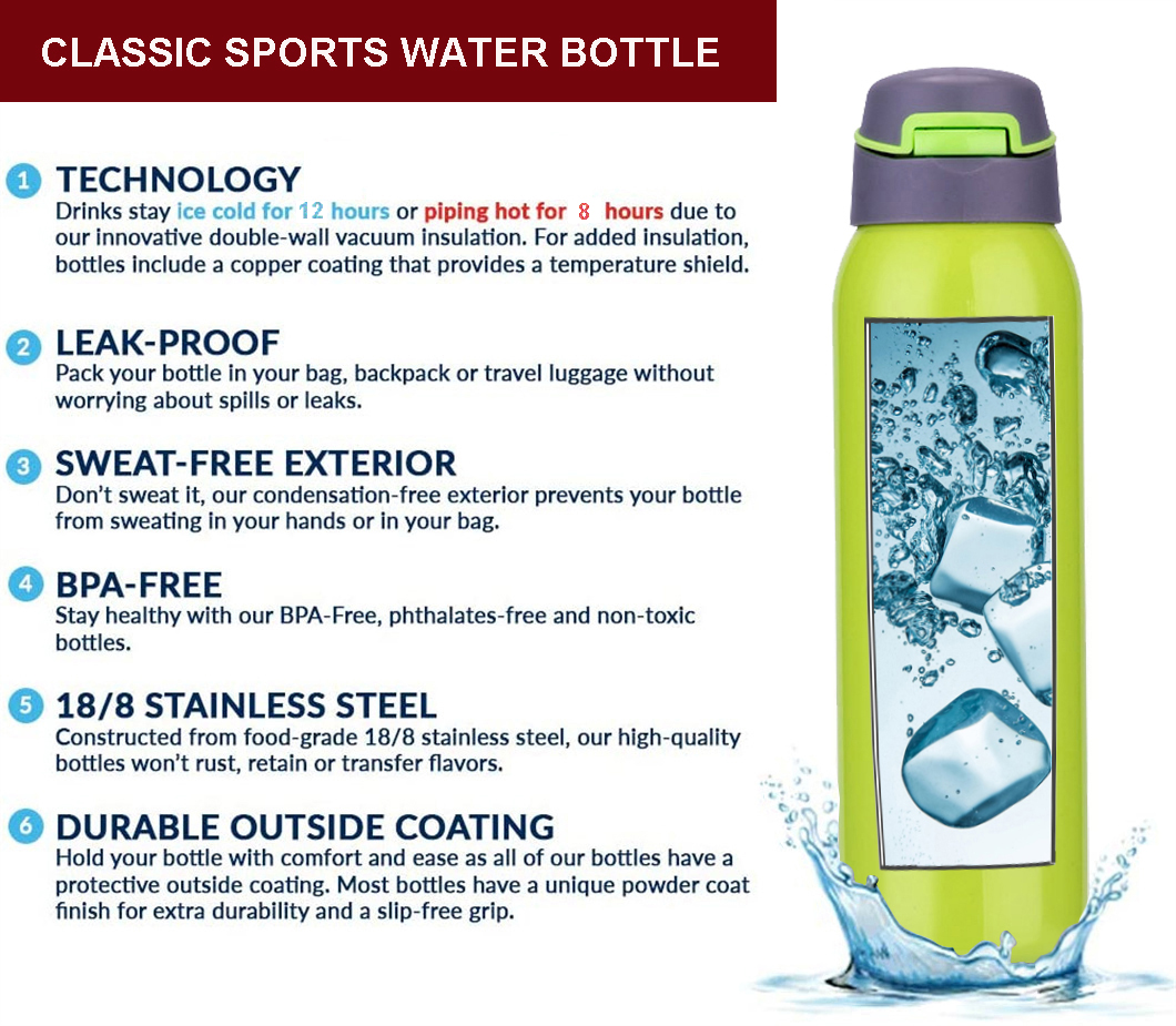 Garrafa de &aacute;gua esportiva isolada