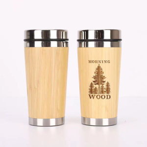 Caneca de viagem com isolamento de bambu de aço inoxidável para café