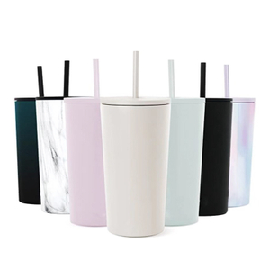 Copo isolado a vácuo de aço inoxidável de 12 onças com tampa