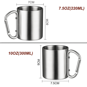 Canecas de mosquetão de acampamento com parede dupla de aço inoxidável