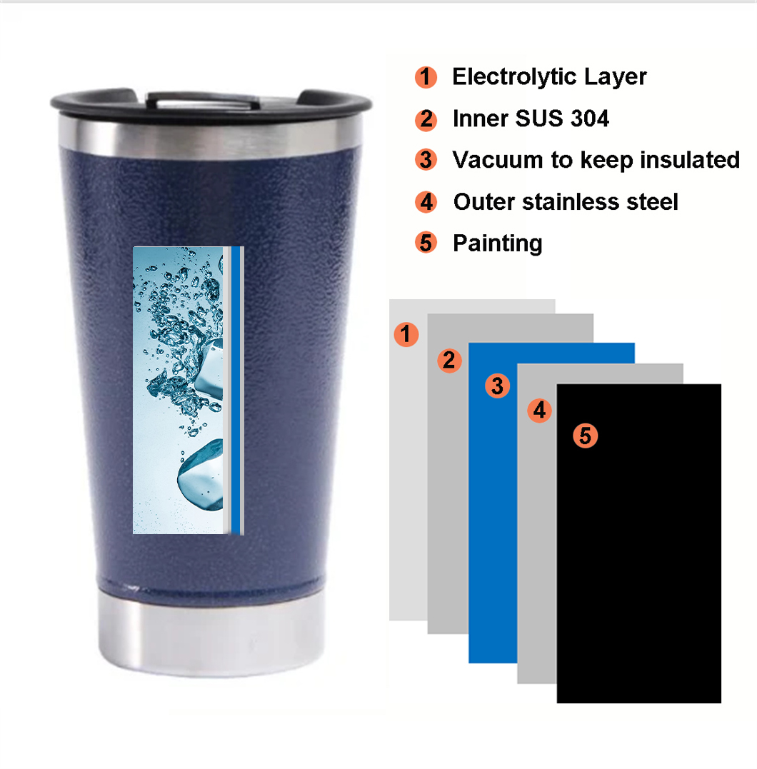 Wholessell mant&eacute;m canecas de cerveja de metal reutiliz&aacute;veis ​​frias com abridor