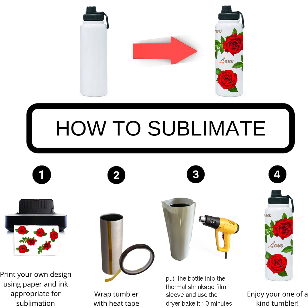 Garrafa de &aacute;gua isolada de sublima&ccedil;&atilde;o de presente personalizada DIY 